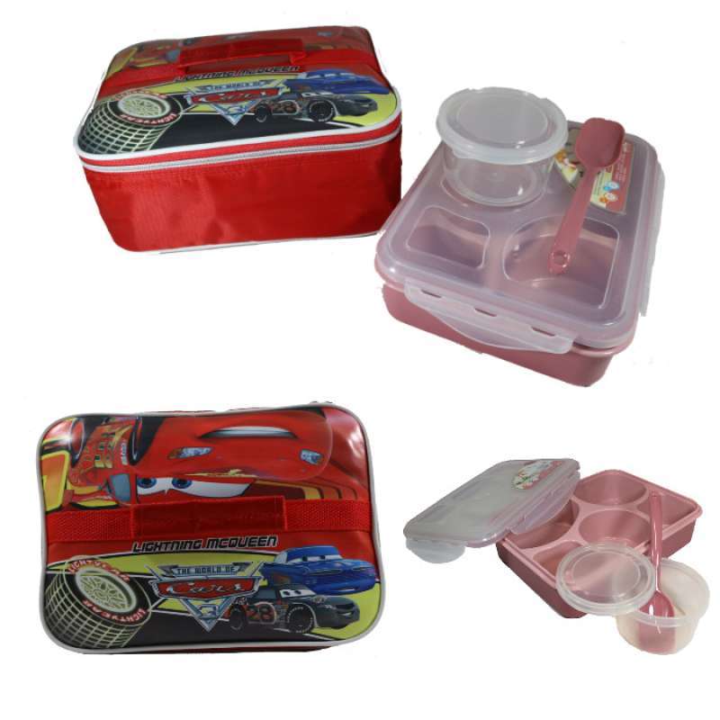Jual Lunch Box - Kotak Makan 5 Sekat + Lunch Bag Cars di Seller Dapoer