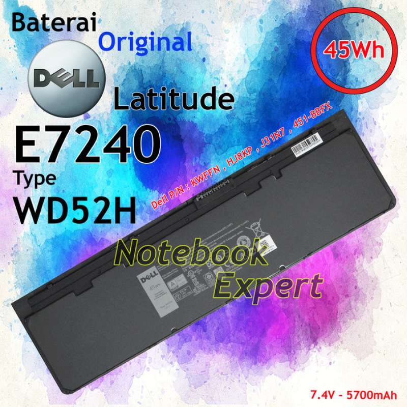 Jual Battery Original Laptop Dell Latitude E7240 / E7250 45Wh WD52H
