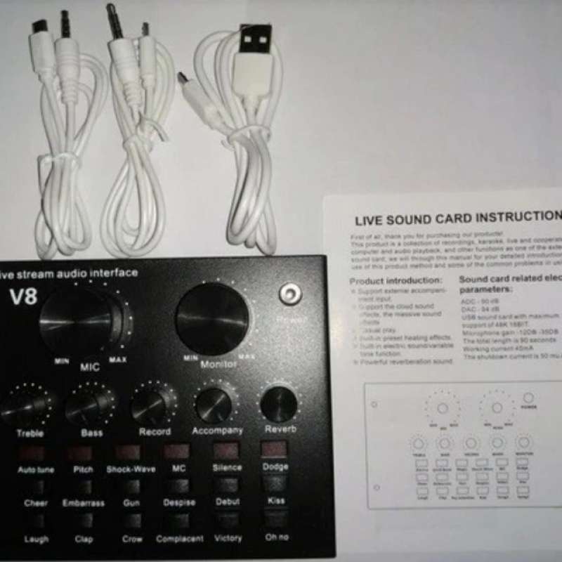 USB Soundkarte V8 - Mixer Board Mit Voice Changer Für Live-Aufnahmen