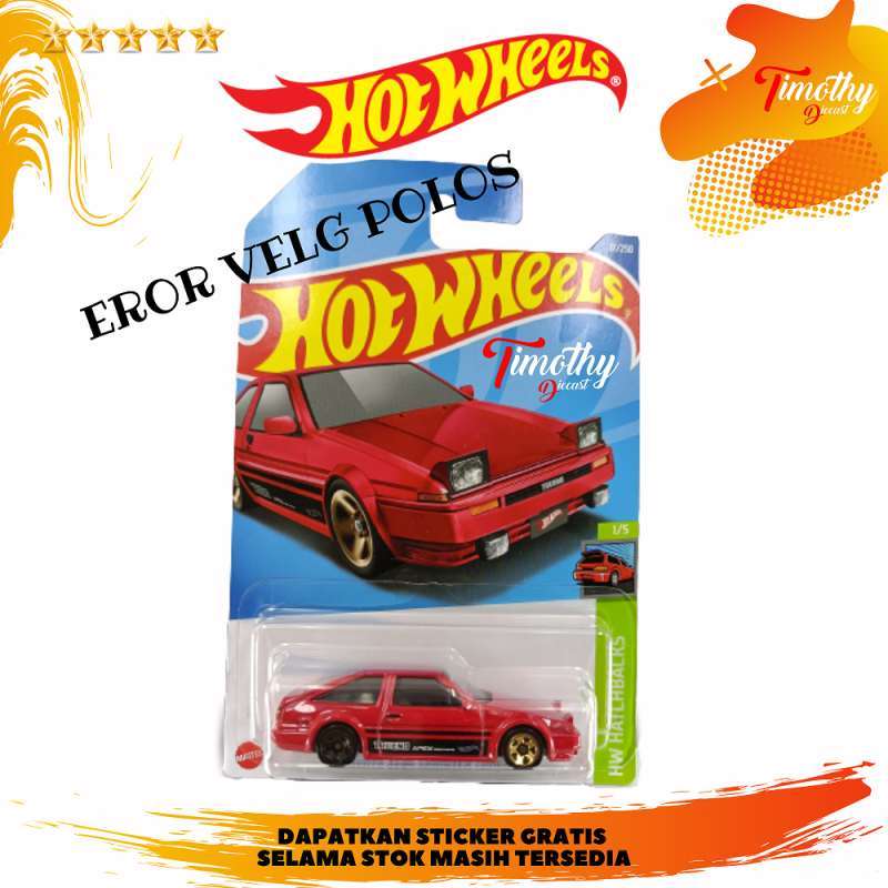 Jual Hot Wheels EROR ERROR Toyota AE86 Trueno Merah Velg Belakang Hitam