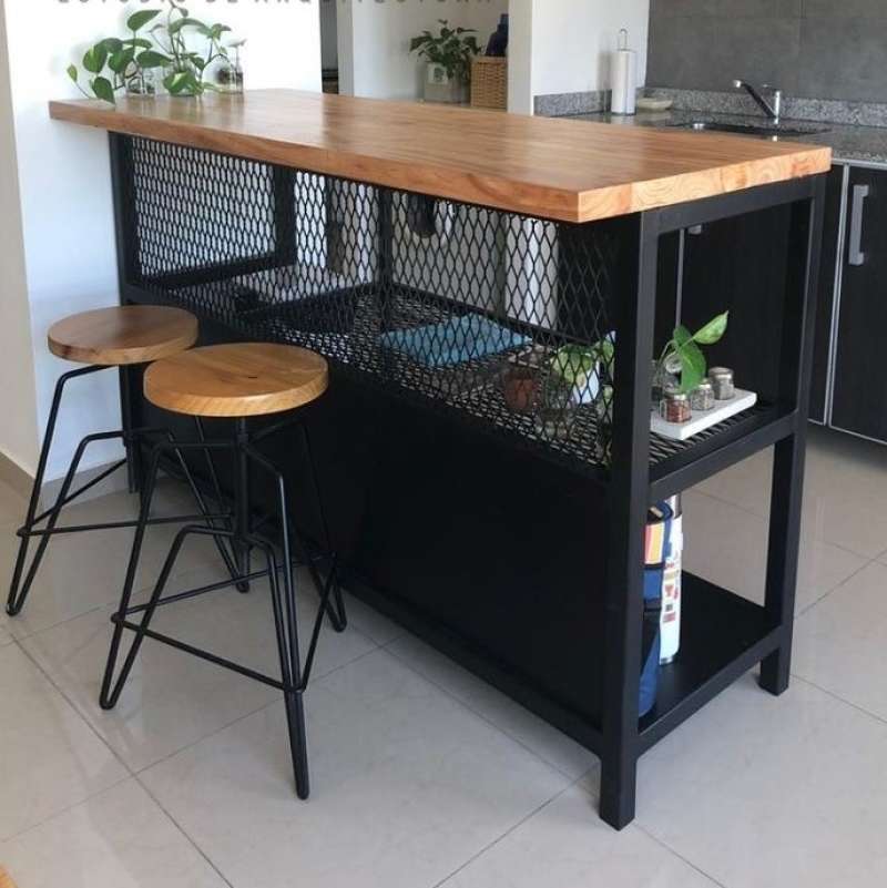 Jual KITANATA Kitchen Table // Meja Bar Besi Kayu // Meja Dapur Modern