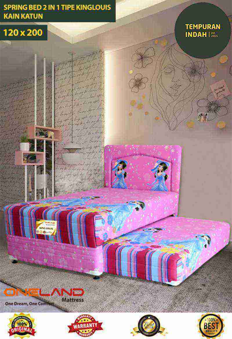 Jual SPRING BED 2 IN 1 ANAK TIPE KINGLOUIS KAIN KATUN 120 x 200 di