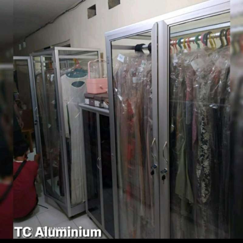 Jual 515 100x55x185 Ca Lemari Baju Gantung Aluminium Tebal Etalase