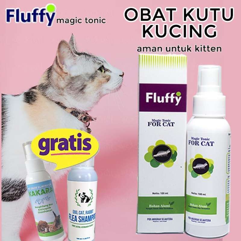 Jual Spray Anti Kutu Kucing Fluffy Cat Obat Jamur Scabies Aman Untuk