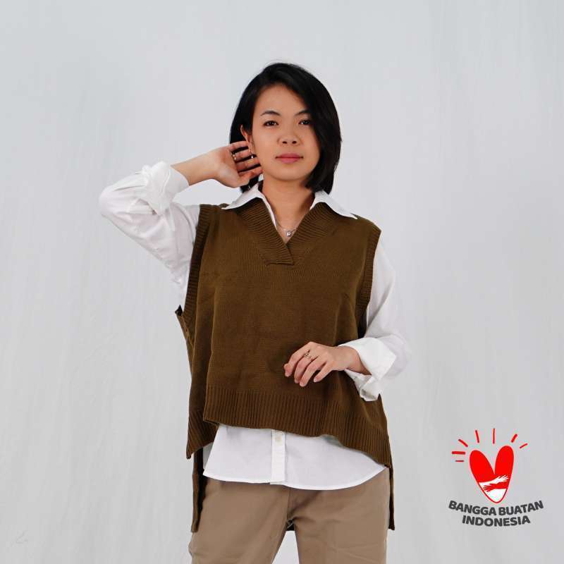Jual Okechuku NARI Rompi Rajut Wanita Knit Vest Outer Oversize Korean