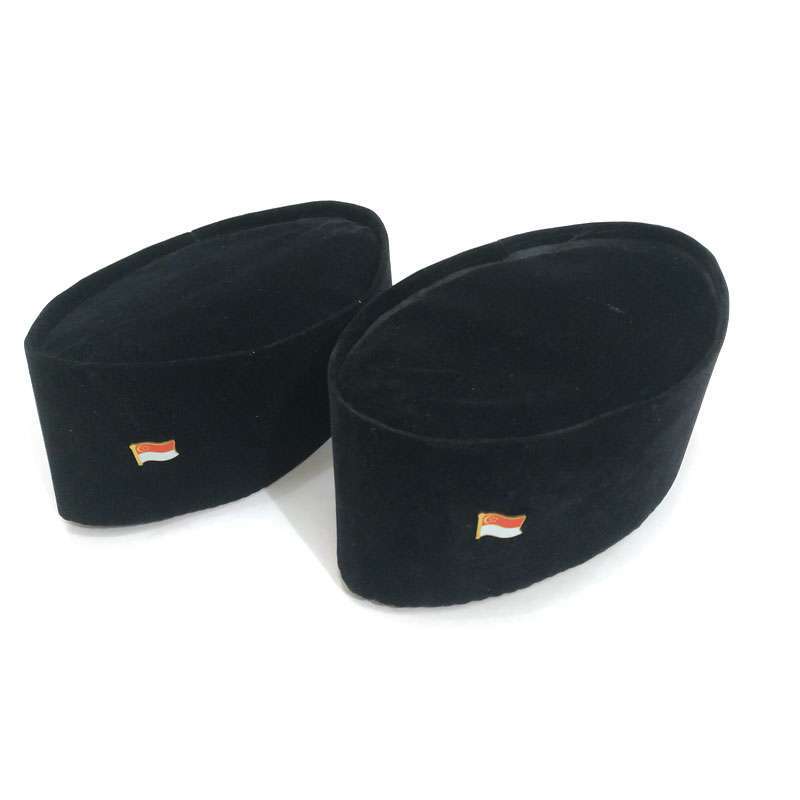 Jual Peci Songkok Hitam Kopiah + Pin Lambang Bendera Singapura