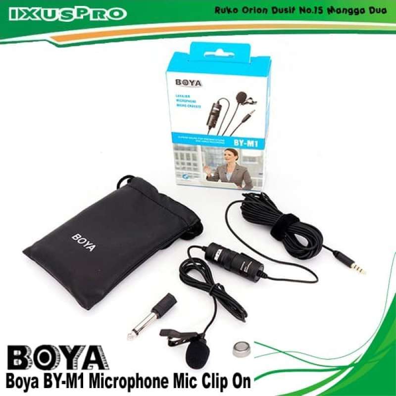 Jual MICROPHONE MIC CLIP ON BOYA BYM1 LAVALIER FOR KAMERA & HP 609C di Seller Regular