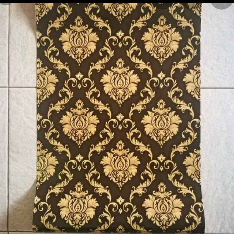 Promo WALLPAPER STICKER DINDING MOTIF BATIK HITAM GOLD di Seller Syalalala Store Kota Jakarta
