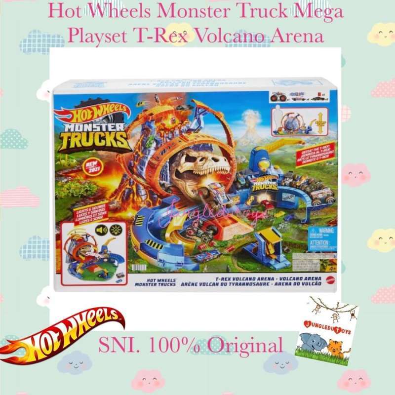 Jual Hot Wheels Monster Truck TRex Volcano Arena Mega Playset Original