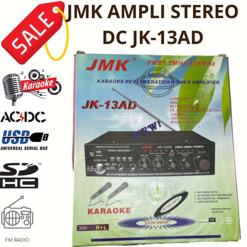 Jual AMPLI KARAOKE STEREO AC/DC AMPLIFIER JMK JK13AD CAR AMPLI DOUBLE