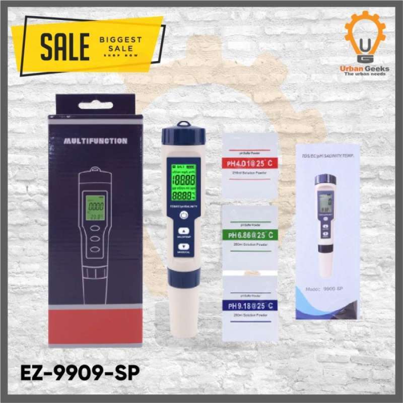 Tester PH Digitale 5 In 1 &ndash; TDS EC Salinit&agrave; Temperatura &ndash; Alta Precisione IP67