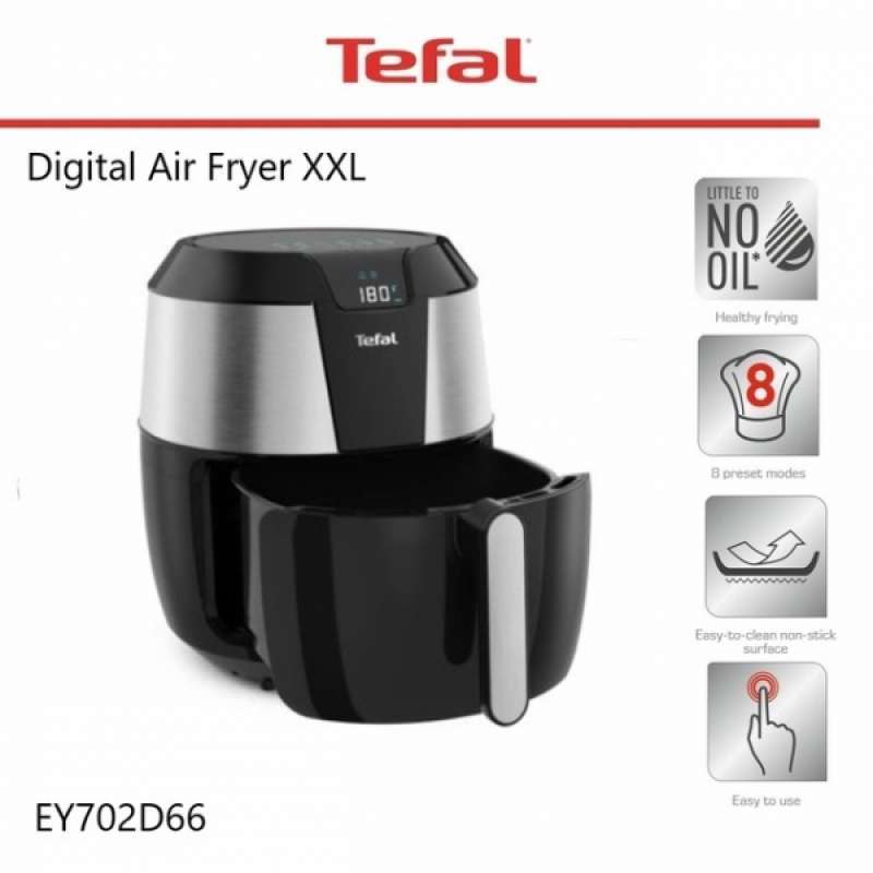 Promo Tefal Digital Air Fryer Xxl 5.6L Easy Health Fryer Ey702D66 Resmi