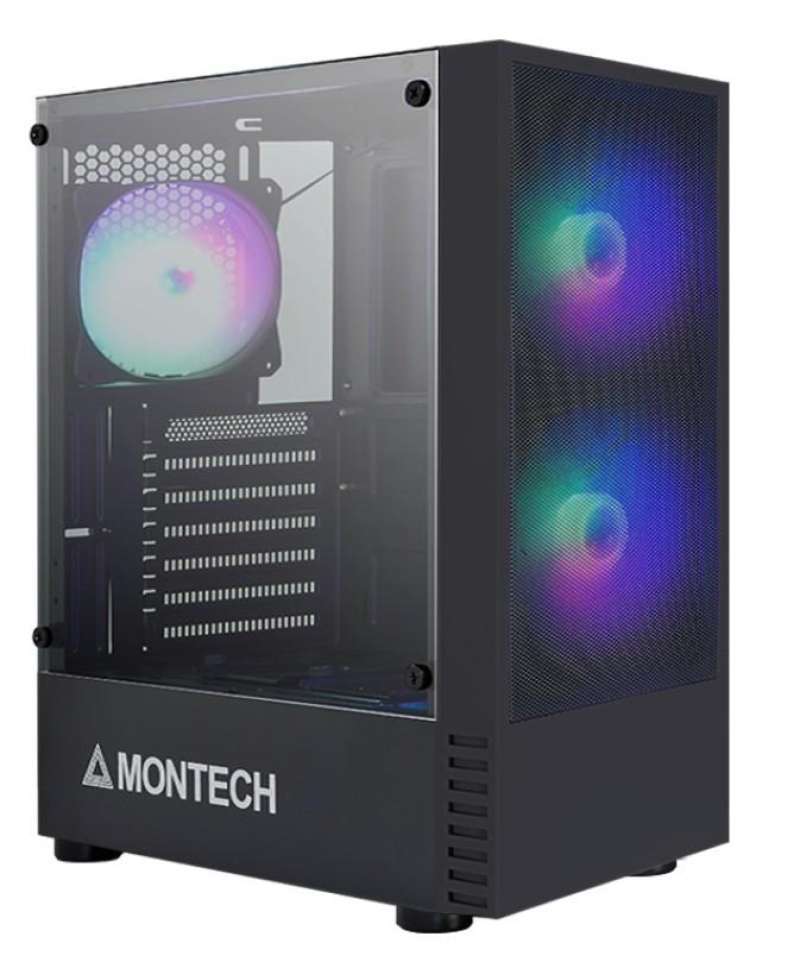 Jual MONTECH X2 MESH BLACK Tempered Glass ATX Case 3x RGB Fixed Light ...