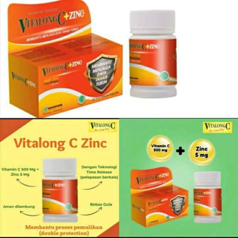 Jual Promo Of The Month Vitalong C + Zinc 30 Kapsul / Botol Vitamin C Plus Zing Vitalongc Zn