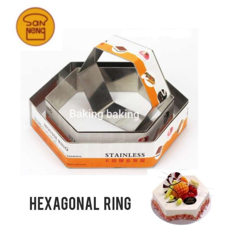 Jual Sanneng Hexagonal Mousse Ring / Cetakan Ring Kue Roti Hexagonal Di ...