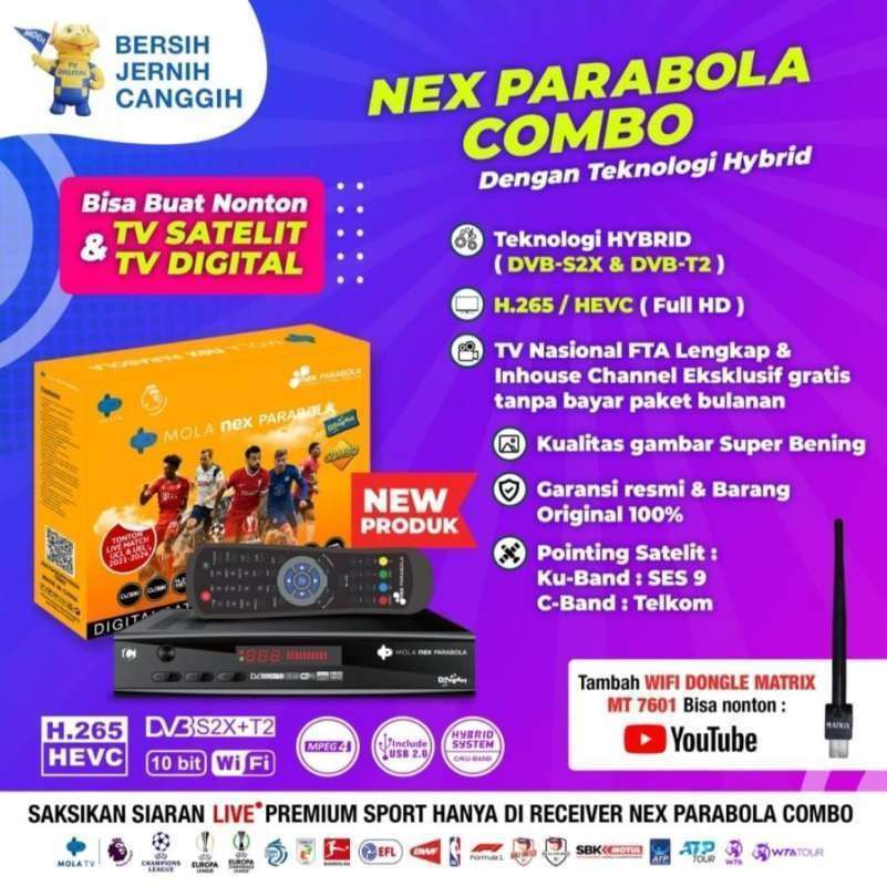 Jual Set top box dvbt2 plus receiver mola nex parabola combo di Seller