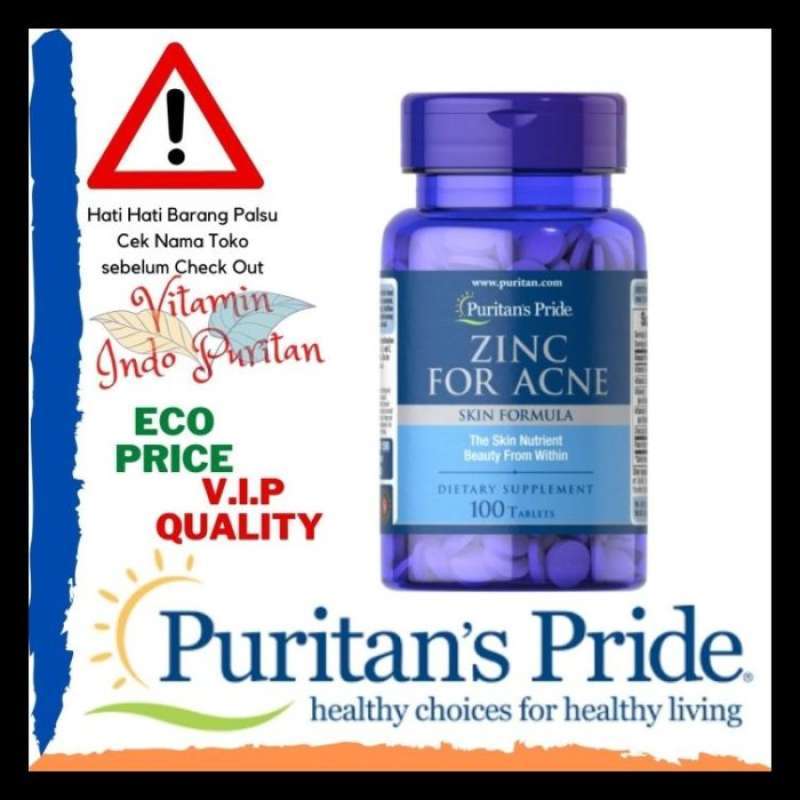 Promo Vitamin Puritan Zinc for Acne / Zinc untuk mengatasi jerawat Diskon 23 di Seller Masha