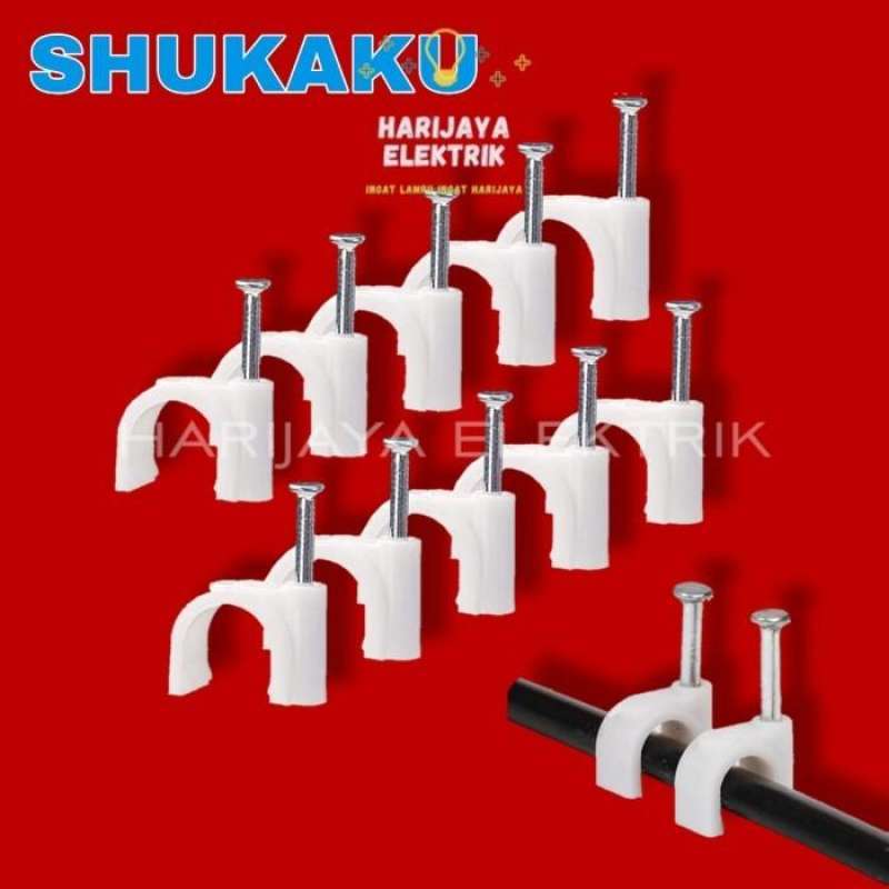 Jual SHUKAKU KLEM KABEL KLIP PAKU BETON 4MM CLAMP CABLE CLIPS PER 10