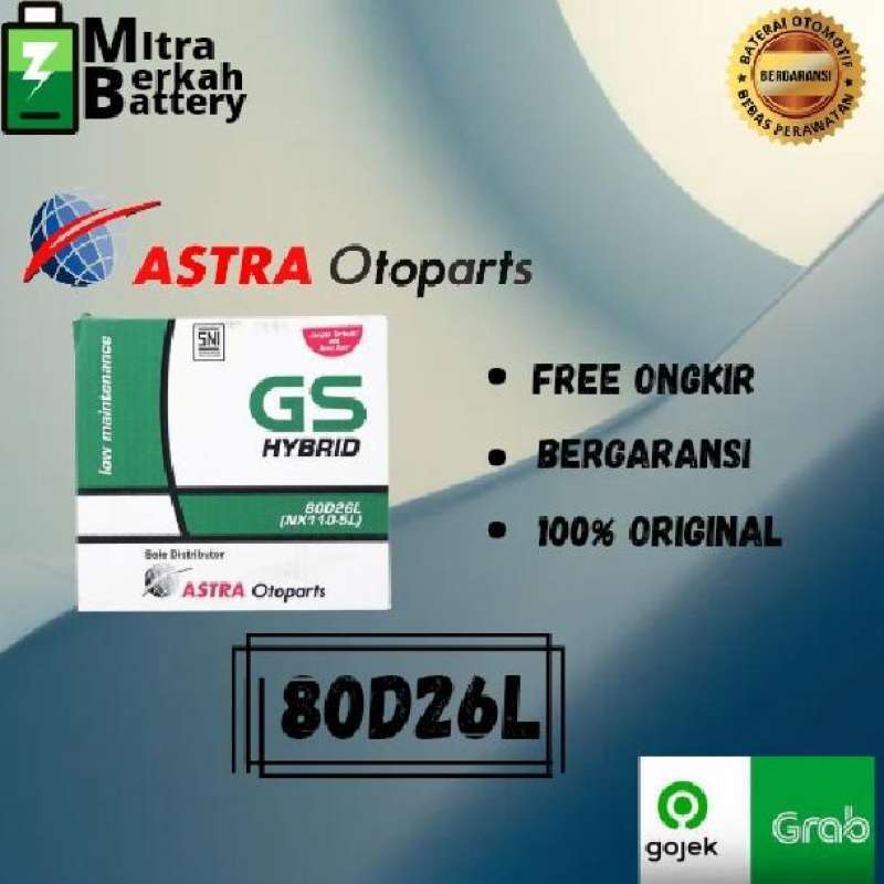Jual AKI BASAH MOBIL TOYOTA HARRIER 80D26L GS HYBRID di Seller Mitra