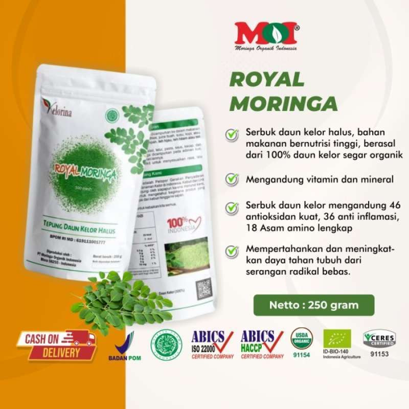 Jual Royal Moringa Tepung Daun Kelor Halus Serbuk daun Kelor Kelorina ...