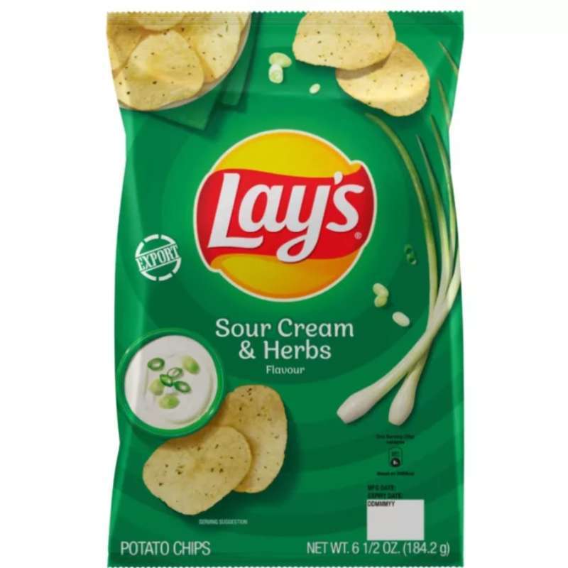 Jual Lays Sour Cream And Herbs Potato Chips (184.2g) Di Seller Babakiwi