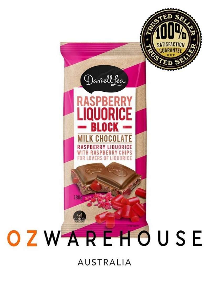 Jual Darrell Lea Raspberry Liquorice Block Milk Chocolate Block 180g di