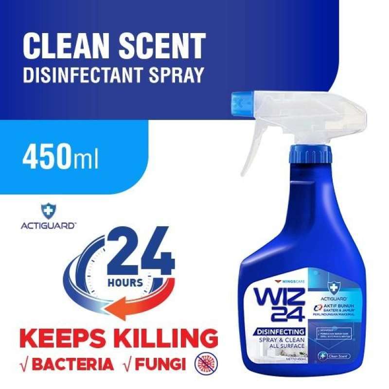 Jual WIZ'24 DISINFECTING SPRAY & CLEAN ALL SURFACE 450ML di Seller Hari