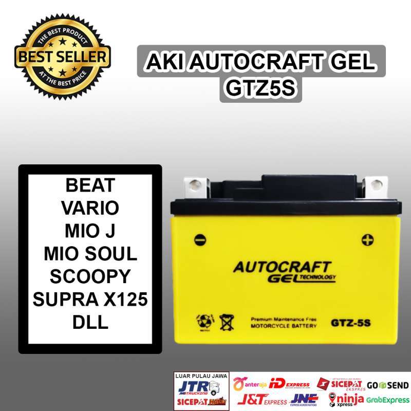 Jual Aki motor revo spacy karisma kirana accu GTZ5S aki autocraft gel