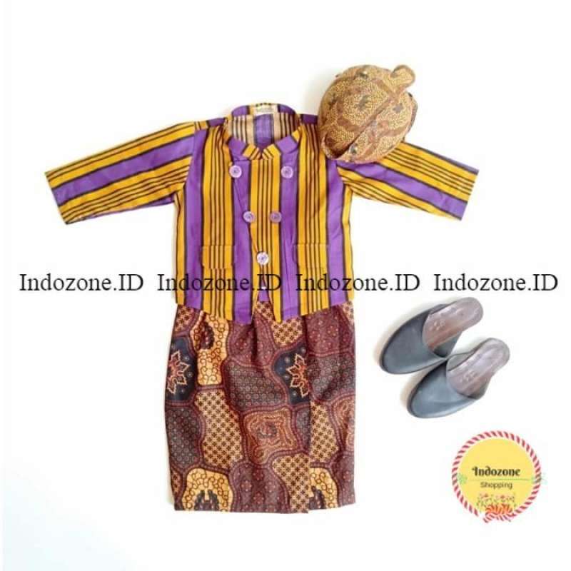 Jual ID BESKAP LURIK BAJU ANAK ADAT JAWA SIZE 6-7 TAHUN WARNA UNGU di