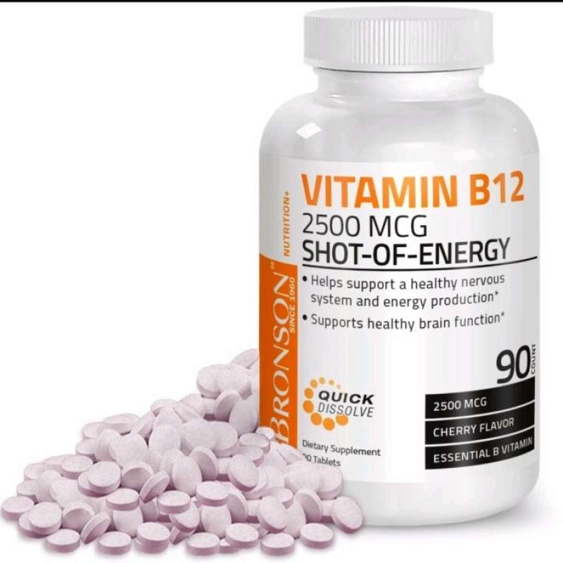 Jual BRONSON VITAMIN B12 2500 MCG SHOT OF ENERGY 90 TABLETS di Seller