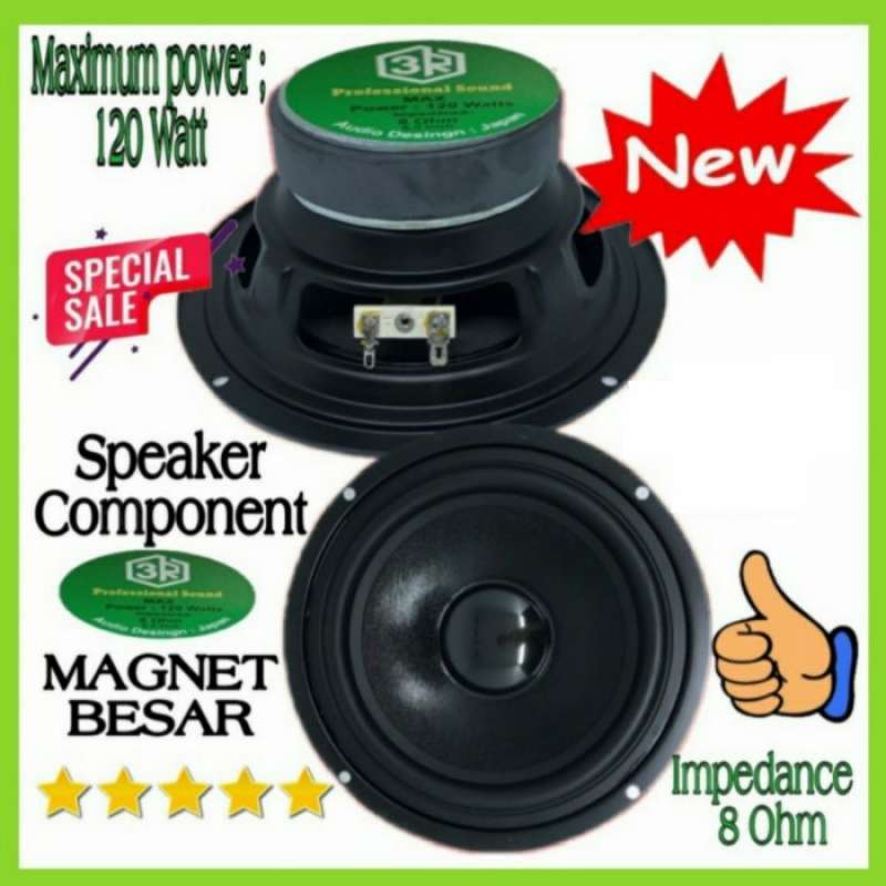 Jual Speaker Component 3R Woofer 6 Inch Besar 120 Watt 8 Ohm di