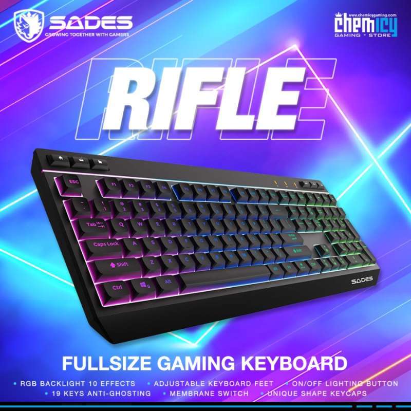 Jual Sades Riffle Fullsize RGB Gaming Keyboard di Seller Chemicy Gaming