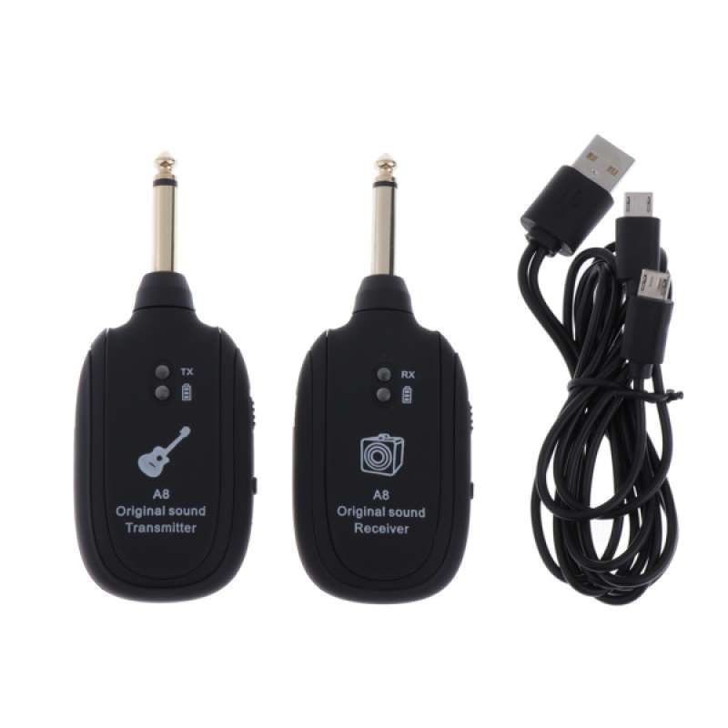 Promo UHF Guitar Wireless Transmitter Receiver System 50M Range Black