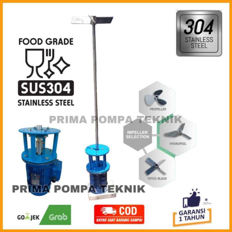 Jual Agitator Mixer Kimia Ss304 0.18kw 0.25hp 1350rpm 3ph Mixer Direct