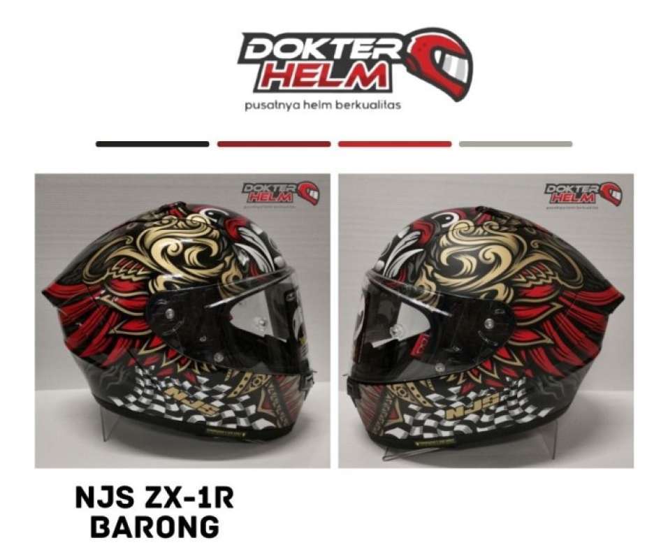 Promo Helm Njs Zx1r Full Face Motif Barong Ori Njs Kaca Flat New