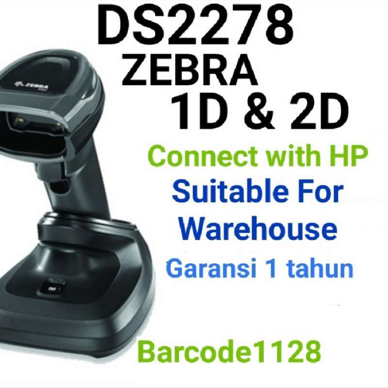 Promo Zebra Ds2278 Barcode Scanner 1D+2D Wireless,Bluetooh, Qr Code