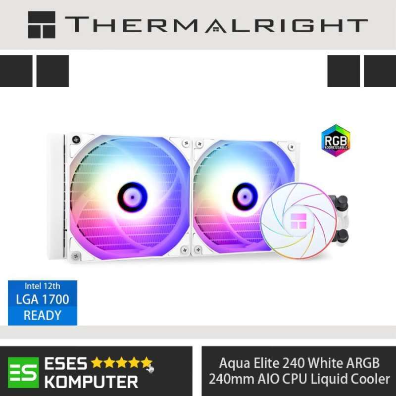 Thermalright AQUA ELITE 240 V6 ARGB White – Dissipatore A Liquido Per CPU Con Pompa PWM E Luci Sincronizzate, Per Intel E AMD
