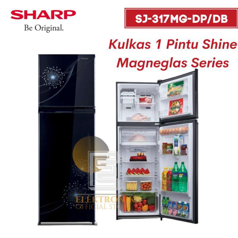 Jual SHARP KULKAS 2 PINTU SJ-317MG-DP/DB KULKAS SHINE MAGNEGLASS SERIES ...