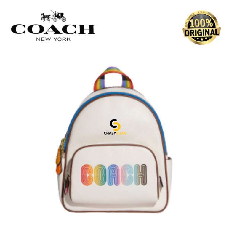 Promo Coach Mini Court Backpack With Rainbow Coach Original Authentic