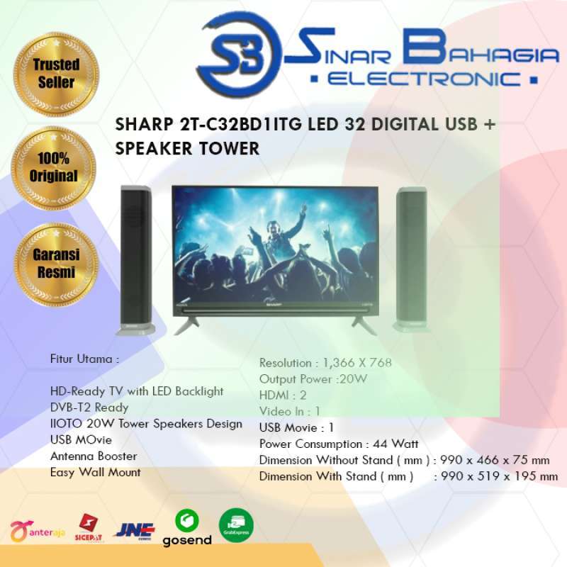 Jual Sharp 2tc32bd1itg Led 32 Digital Usb + Speaker Tower (new
