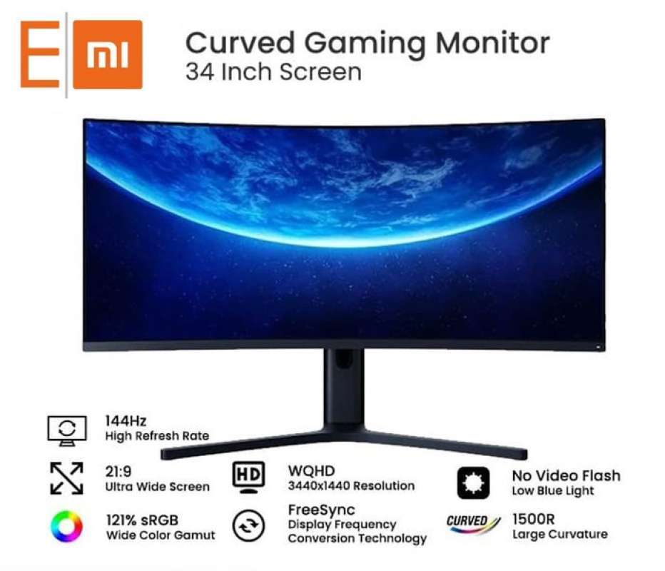 Jual Xiaomi Gaming Monitor Curved 34 Inch 144Hz WQHD 3440