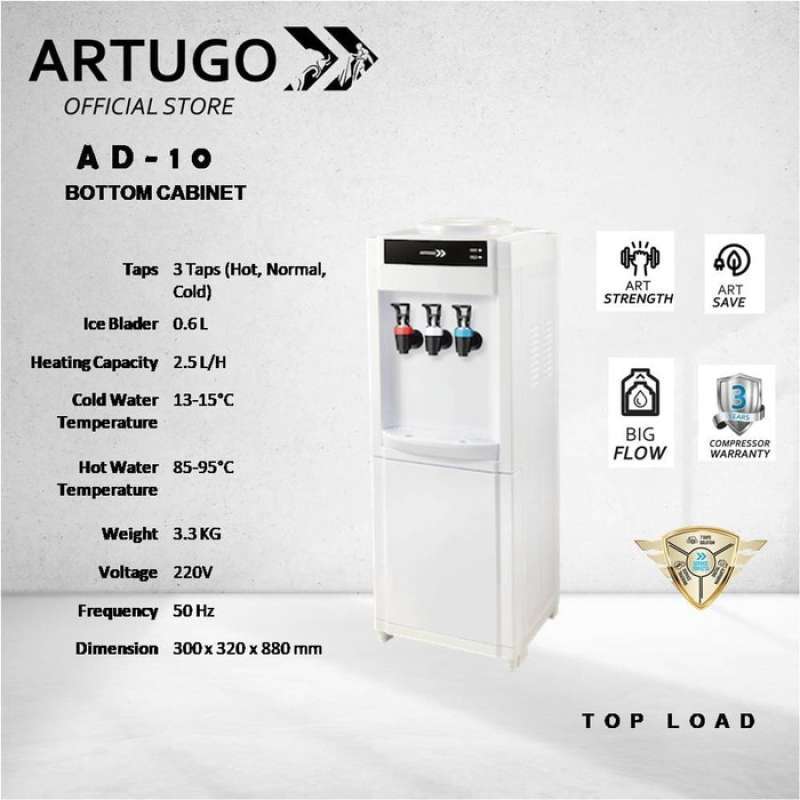 Jual TopLoad Water Dispenser ARTUGO AD 10 (Bottom Putih di