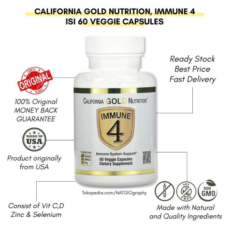 Jual California Gold Nutrition - Immune 4 Immune System Support, 60 ...
