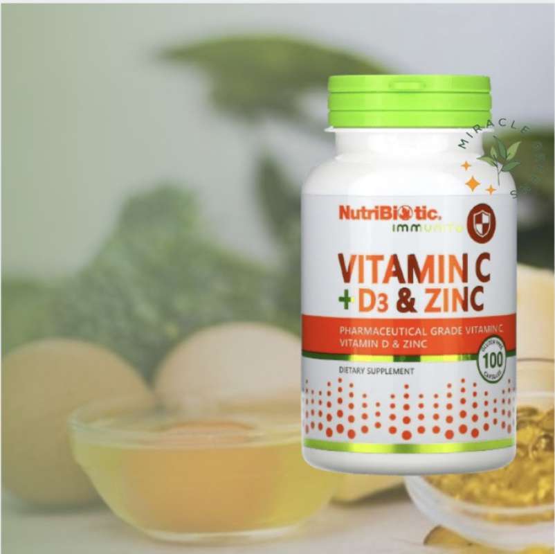Promo NutriBiotic Immunity Vitamin C + D3 & Zinc 100 Capsules Diskon 33
