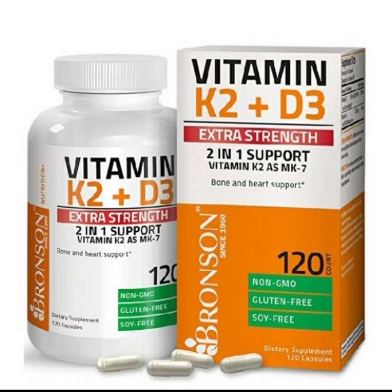 Promo Bronson vitamin K2 + D3 10000iu as mk7 120.capsules Diskon 33