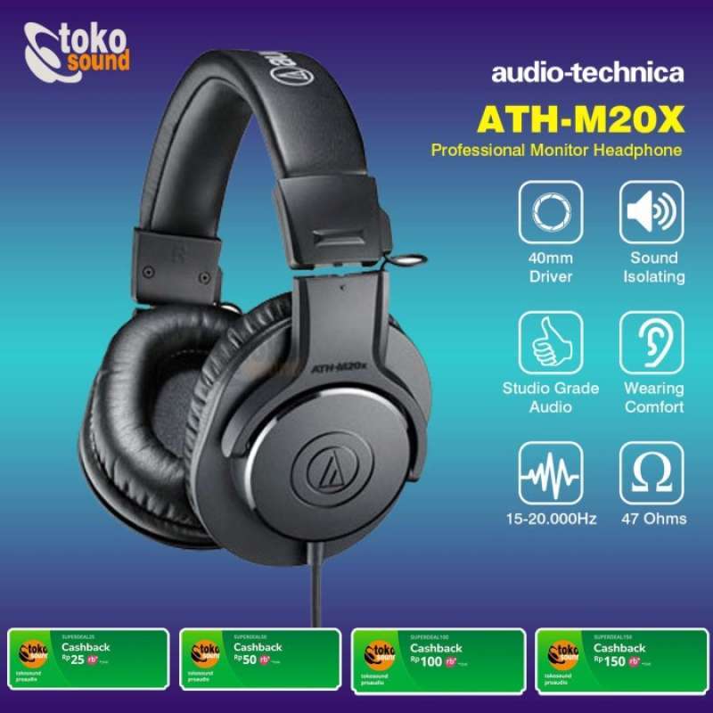 Promo Audio Technica ATHM20x Professional Monitor Headphones