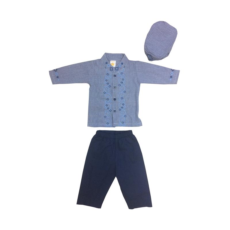 Jual Pleu Bordir Lurus Set Baju Koko Anak Navy Online 