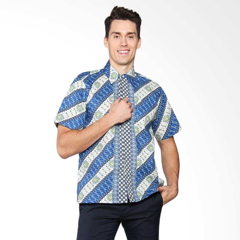 jual batik adikusuma parang kembang biru kemeja pria jual batik adikusuma parang kembang biru kemeja pria