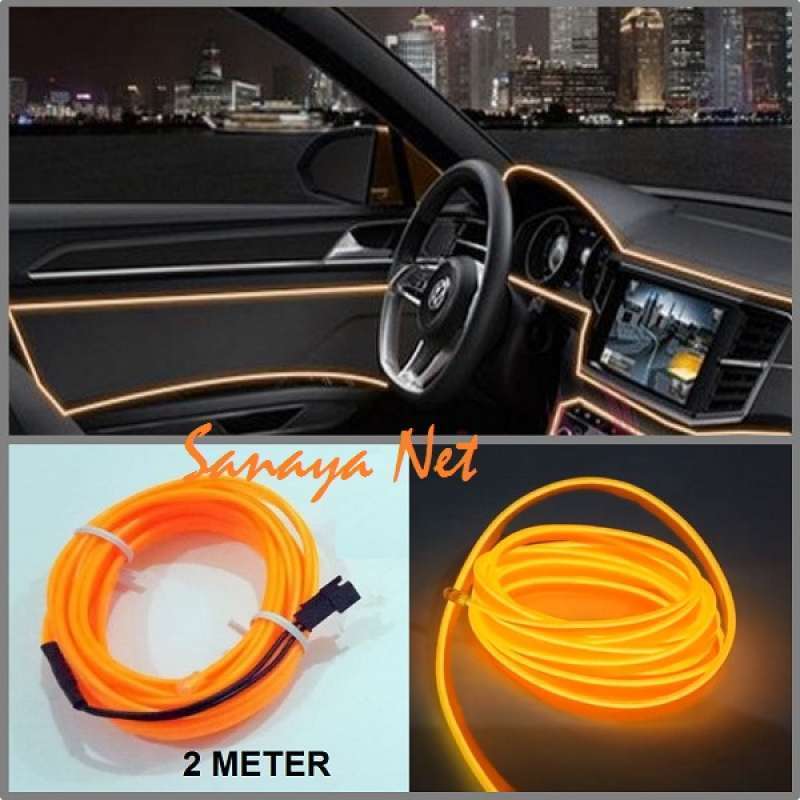 Jual Lampu Neon Dashboard Mobil Optical Light Kuning 2 Meter di Seller ...