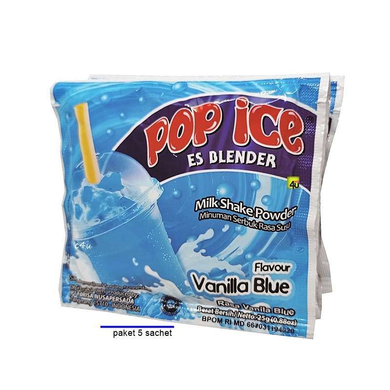Promo POP ICE Milk Shake Powder Rasa VANILLA BLUE PAKET 5 SACHET